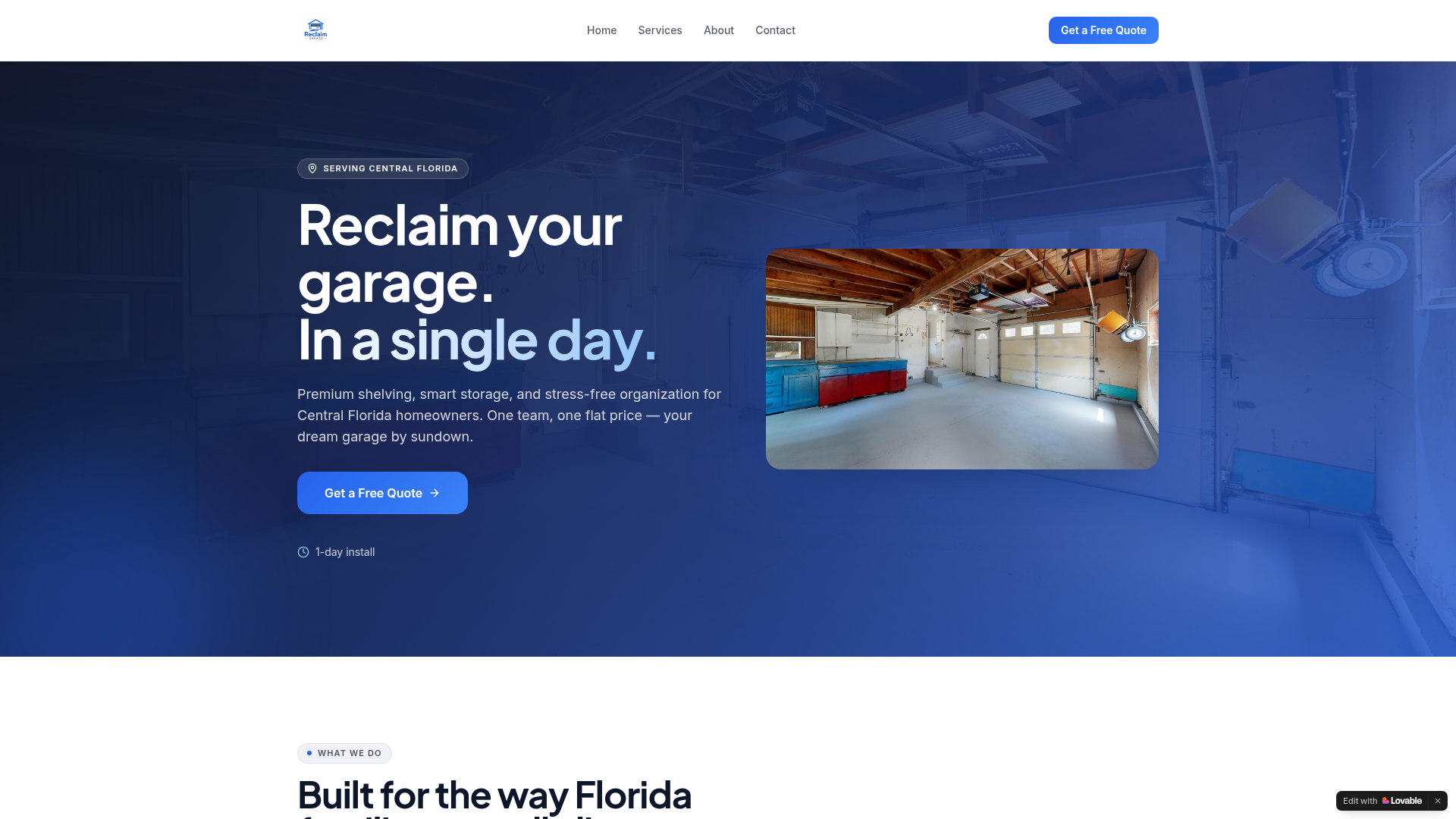 Reclaim Garage Pros website preview